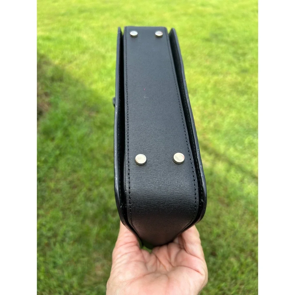 Kate Spade Connie Small Mini Triple Gusset Satchel Black Leather Crossbody EUC